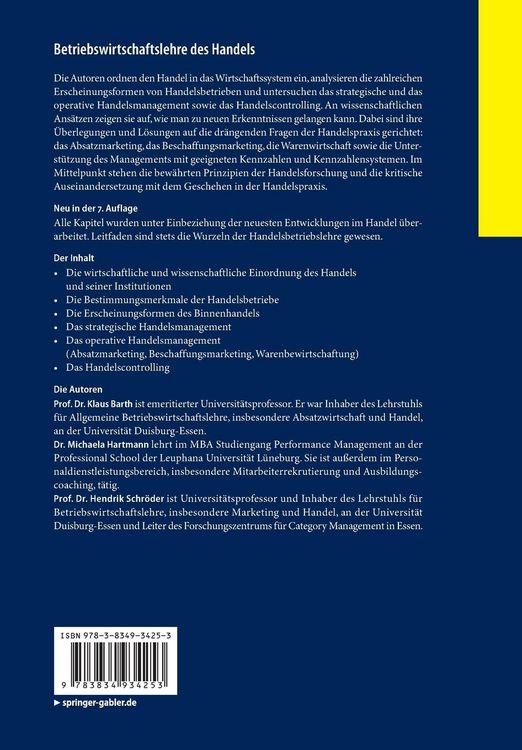 Produktbild: Betriebswirtschaftslehre des Handels