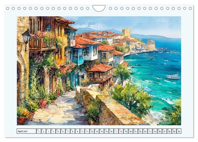 Produktbild: Bulgarien. K&uuml;nstlerische Aquarelle zwischen Altstadt und Meer (Wandkalender 2027 DIN A4 quer), CALVENDO Monatskalender