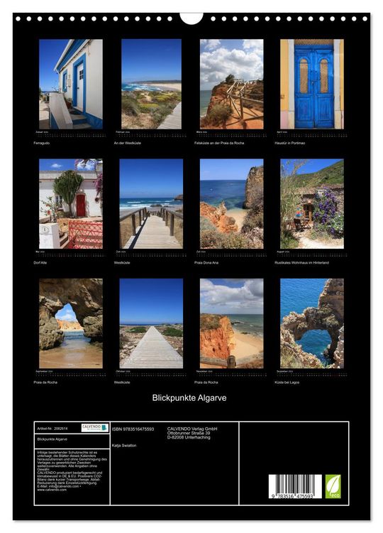 Produktbild: Blickpunkte Algarve (Wandkalender 2026 DIN A3 hoch), CALVENDO Monatskalender