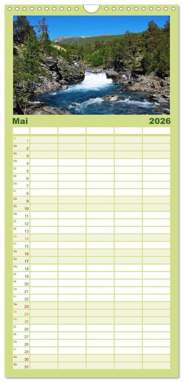 Produktbild: Familienplaner 2026 - Norwegen PUR mit 5 Spalten (Wandkalender, 21 x 45 cm) CALVENDO