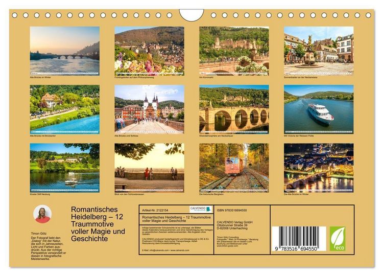 Produktbild: Romantisches Heidelberg &ndash; 12 Traummotive voller Magie und Geschichte (Wandkalender 2026 DIN A4 quer), CALVENDO Monatskalender