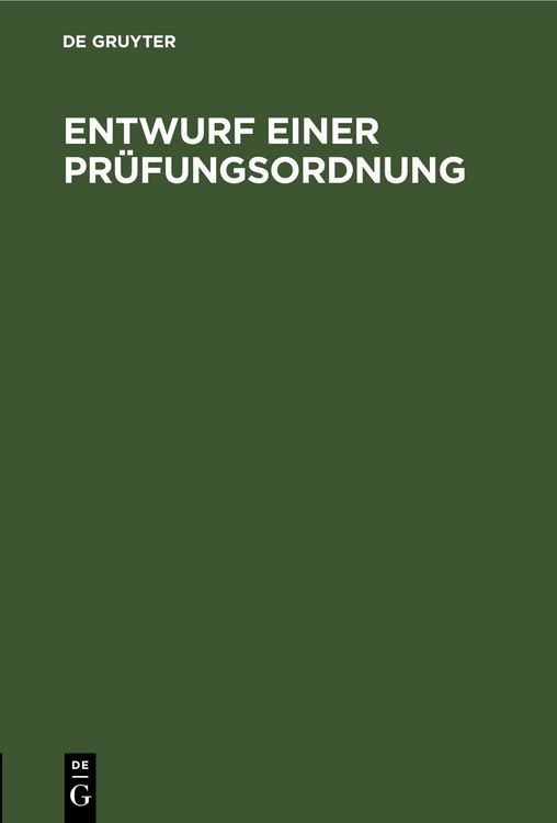 Produktbild: Entwurf einer Pr&uuml;fungsordnung