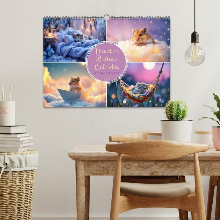 Produktbild: Hamster's Bedtime Calendar - Twelve magical dream worlds (Wall Calendar 2027 DIN A3 landscape), CALVENDO 12 Month Wall Calendar