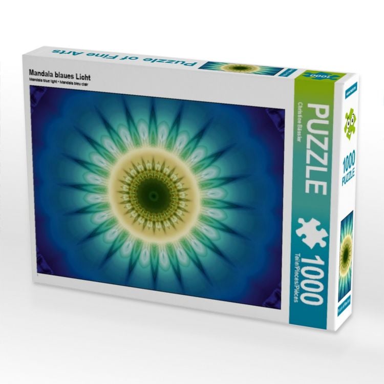 Produktbild: CALVENDO Puzzle Mandala blaues Licht 1000 Teile Puzzle quer | 1000 Teile Lege-Gr&ouml;&szlig;e 64 &times; 48 cm Foto-Puzzle f&uuml;r gl&uuml;ckliche Stunden