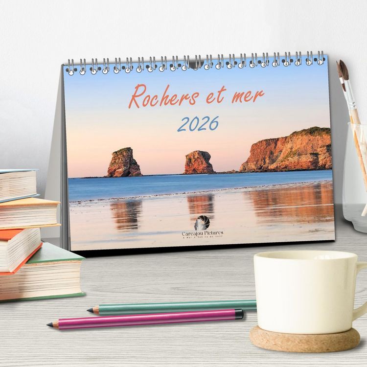 Produktbild: Rochers et mer (Calendrier de bureau 2026 DIN A5 vertical), CALVENDO calendrier mensuel