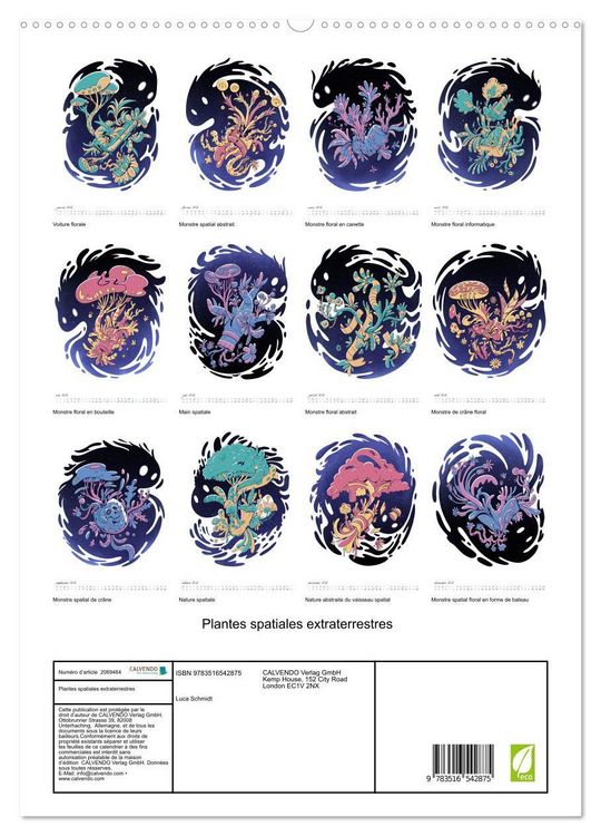 Produktbild: Plantes spatiales extraterrestres (Calendrier mural 2026 DIN A2 horizontal) calendrier de bureau