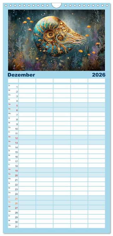 Produktbild: Familienplaner 2026 - Aqua Mechanica &ndash; Steampunk unter dem Meer mit 5 Spalten (Wandkalender, 21 x 45 cm) CALVENDO