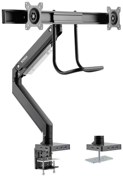 Produktbild: SpeaKa Professional Monitor-Tischhalterung SP-MM-820 2 Display(s) 43,2 cm (17") - 81,3 cm (32") Matt Schwarz Schwenkbar, Neigbar