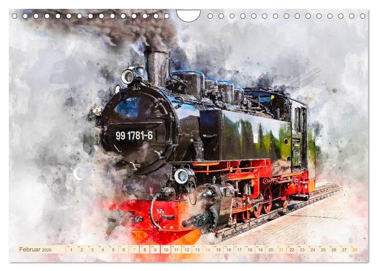 Produktbild: Dampflokomotiven - wundersch&ouml;ne Dampfloks aus Deutschland und der Welt (Wandkalender 2026 DIN A4 quer), CALVENDO Monatskalender