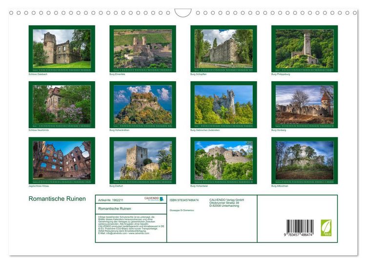 Produktbild: Romantische Ruinen (Wandkalender 2026 DIN A3 quer), CALVENDO Monatskalender