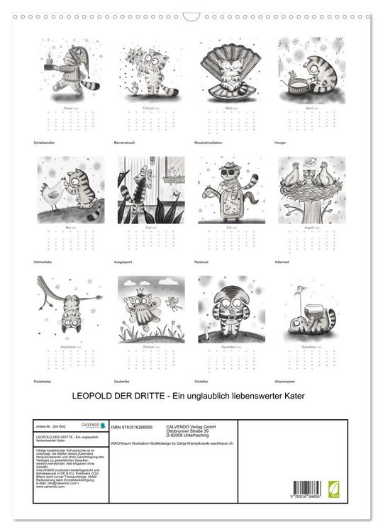 Produktbild: LEOPOLD DER DRITTE - Ein unglaublich liebenswerter Kater (Wandkalender 2026 DIN A2 hoch), CALVENDO Monatskalender