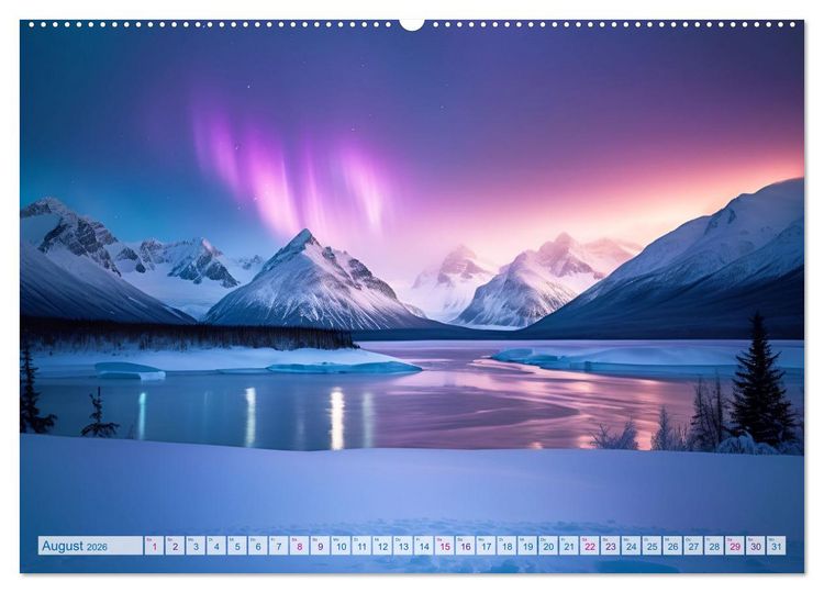 Produktbild: Traumhafte Polarlichter . Licht, Schnee und Eis hoch im Norden (hochwertiger Premium Wandkalender 2026 DIN A2 quer), Kunstdruck in Hochglanz