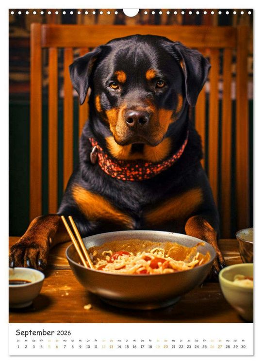 Produktbild: Hunde & Ramen - Ein Jahr voller Genuss und Freude (Wandkalender 2026 DIN A3 hoch), CALVENDO Monatskalender