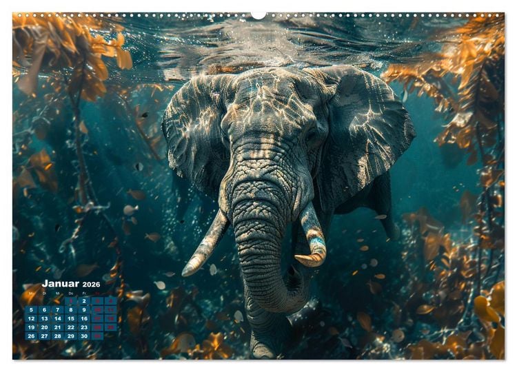 Produktbild: Liebenswerte Elefanten (hochwertiger Premium Wandkalender 2026 DIN A2 quer), Kunstdruck in Hochglanz