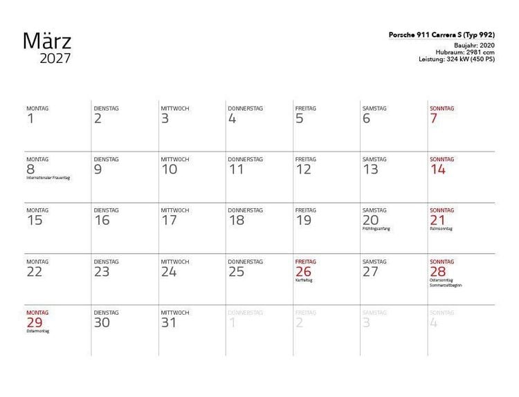 Produktbild: Supersportwagen 2027 &ndash; Eintragkalender