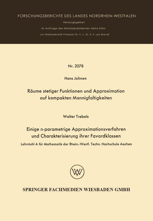 Produktbild: R&auml;ume stetiger Funktionen und Approximation auf kompakten Mannigfaltigkeiten