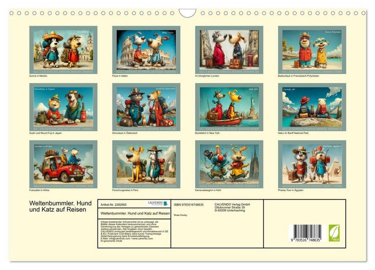 Produktbild: Weltenbummler. Hund und Katz auf Reisen (Wandkalender 2026 DIN A3 quer), CALVENDO Monatskalender