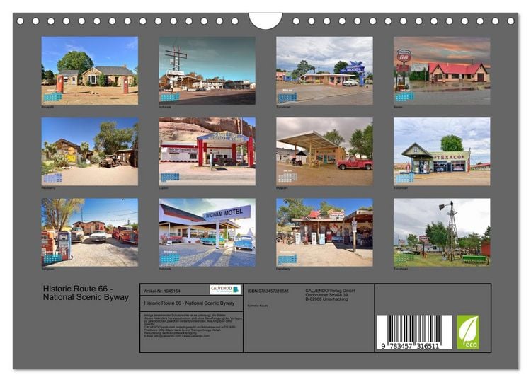 Produktbild: Historic Route 66 - National Scenic Byway (Wandkalender 2026 DIN A4 quer), CALVENDO Monatskalender