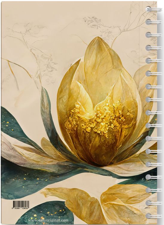 Produktbild: Eleganz der Natur - Premium Spiral-Notizbuch A5 Soft-Touch liniert, verzaubert durch goldenen Bl&uuml;tencharme