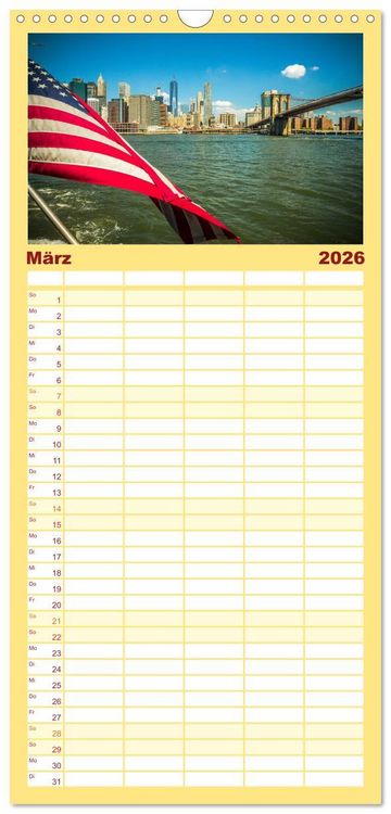 Produktbild: Familienplaner 2026 - Stadtansichten New York mit 5 Spalten (Wandkalender, 21 x 45 cm) CALVENDO