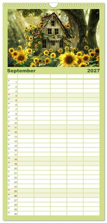 Produktbild: Familienplaner 2027 - Das kleine H&auml;uschen im Wald mit 5 Spalten (Wandkalender, 21 x 45 cm) CALVENDO