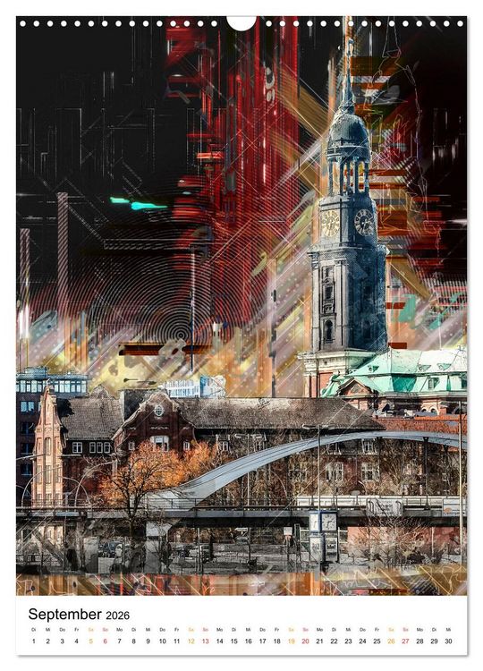 Produktbild: Hamburg bunte Stadt (Wandkalender 2026 DIN A3 hoch), CALVENDO Monatskalender
