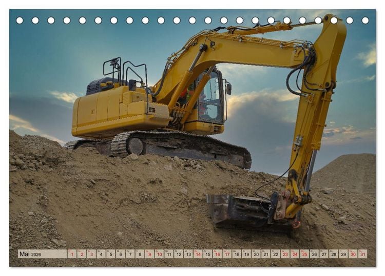 Produktbild: Bagger im Einsatz (Tischkalender 2026 DIN A5 quer), CALVENDO Monatskalender