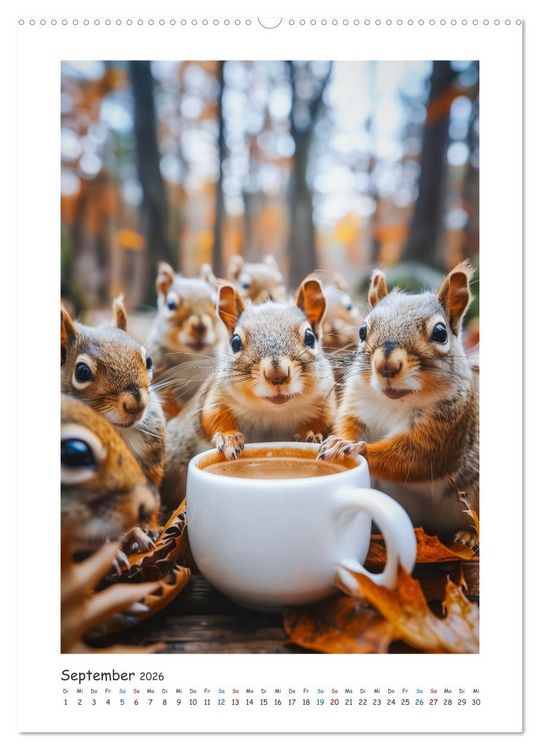 Produktbild: Lustige kleine Eichh&ouml;rnchen (Wandkalender 2026 DIN A2 hoch), CALVENDO Monatskalender