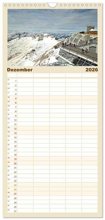 Produktbild: Familienplaner 2026 - Zauber der Zugspitze mit 5 Spalten (Wandkalender, 21 x 45 cm) CALVENDO