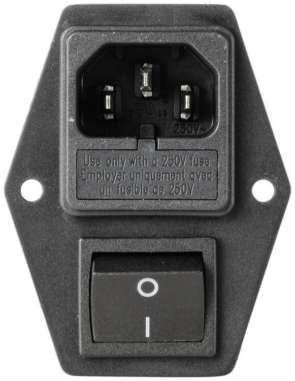 Produktbild: TRU COMPONENTS TC-10101460 Netzfilter mit Kaltger&auml;tebuchse, mit Schalter, mit 2 Sicherungen 250 V/AC 6 A 0.8 mH 1 St.