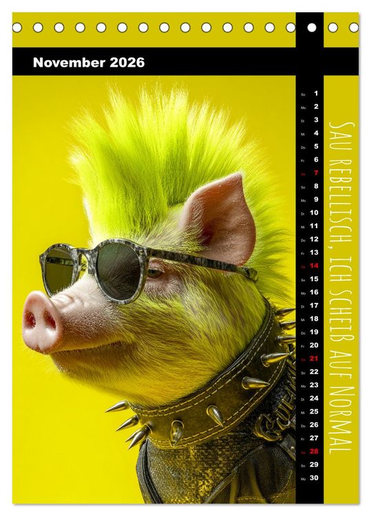 Produktbild: Coole Sau - Lustiger Spr&uuml;che Kalender mit witzigen Schweinchen (Tischkalender 2026 DIN A5 hoch), CALVENDO Monatskalender