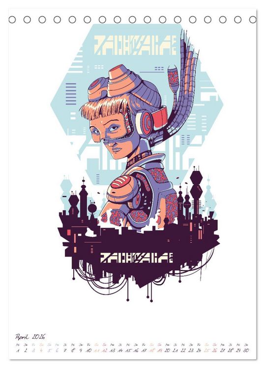 Produktbild: Cyberpunk Futuristische St&auml;dte (Tischkalender 2026 DIN A5 hoch), CALVENDO Monatskalender