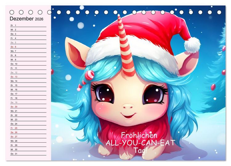 Produktbild: Unicorns! Lustige Einh&ouml;rner. Witzige Einhornspr&uuml;che und Weisheiten (Tischkalender 2026 DIN A5 quer), CALVENDO Monatskalender