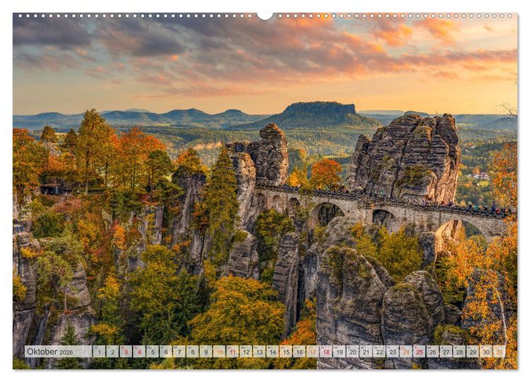 Produktbild: S&auml;chsische Schweiz - Wandern durch das Elbsandsteingebirge (hochwertiger Premium Wandkalender 2026 DIN A2 quer), Kunstdruck in Hochglanz