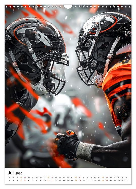 Produktbild: American Football - coole M&auml;nner (Wandkalender 2026 DIN A3 hoch), CALVENDO Monatskalender
