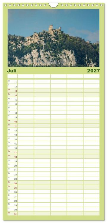 Produktbild: Familienplaner 2027 - San Marino Die &auml;lteste Republik der Welt mit 5 Spalten (Wandkalender, 21 x 45 cm) CALVENDO