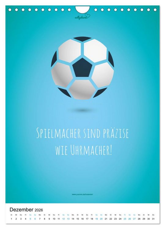 Produktbild: vollgeherzt: Der lustige Zitate-Wandkalender f&uuml;r Fu&szlig;ballfans und Sportbegeisterte! (Wandkalender 2026 DIN A4 hoch), CALVENDO Monatskalender