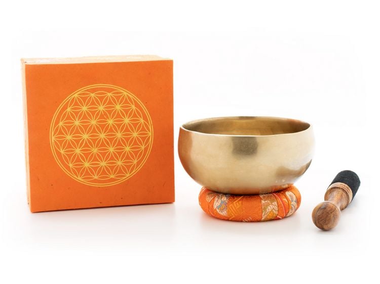 Produktbild: Meditations-Klangschalen Set mit gravierter 'Blume des Lebens' Gr&ouml;&szlig;e L