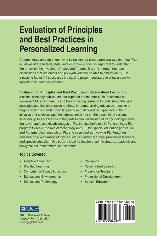 Produktbild: Evaluation of Principles and Best Practices in Personalized Learning