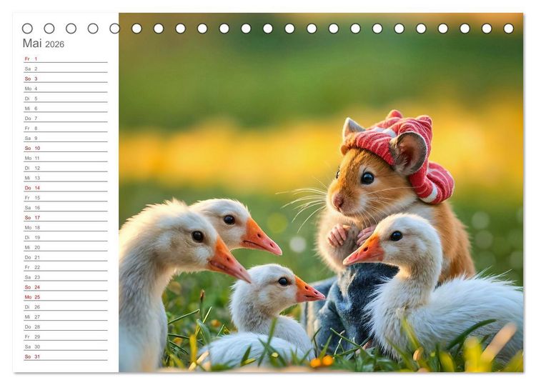 Produktbild: Hamsterhausen - Ein Hamster und seine tierischen Freunde (Tischkalender 2026 DIN A5 quer), CALVENDO Monatskalender