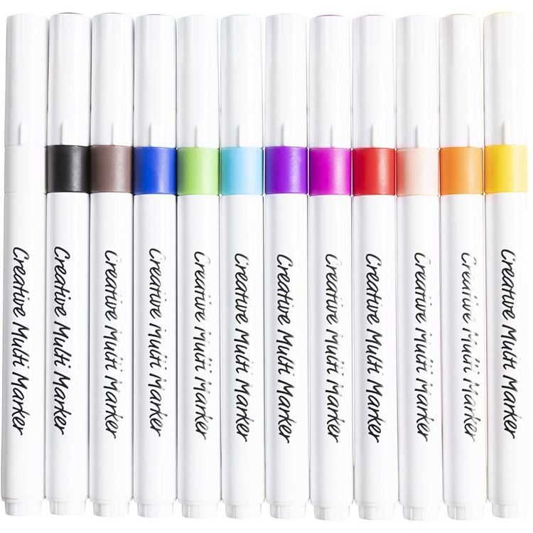 Produktbild: Creativ Company Kreativ Multi Marker, Strichst&auml;rke 4 mm, sortierte Farben, 12 Stk