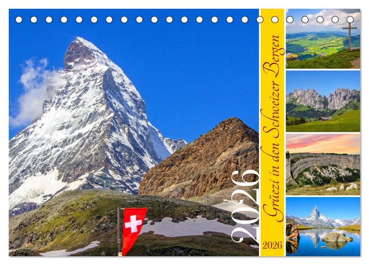 Produktbild: Gr&uuml;ezi in den Schweizer Bergen (Tischkalender 2026 DIN A5 quer), CALVENDO Monatskalender