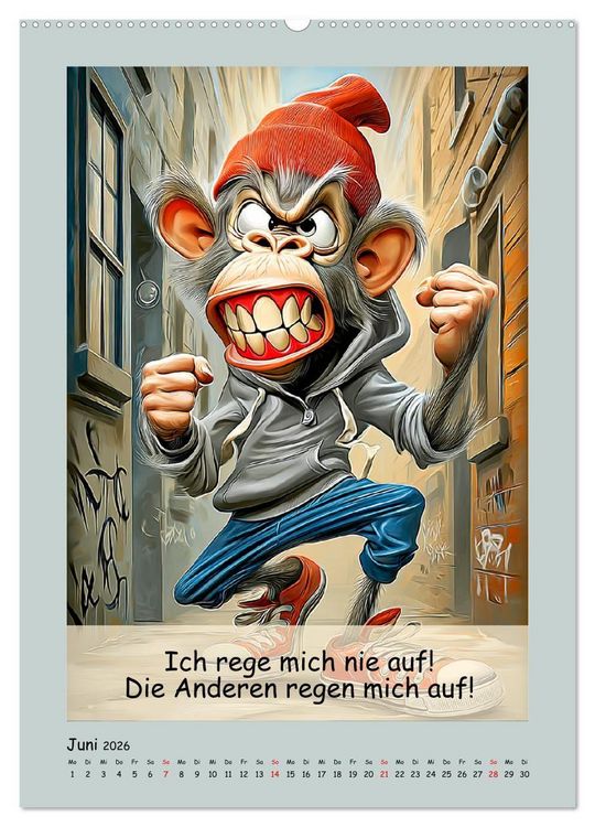 Produktbild: Affengeil. Humor aus dem Gro&szlig;stadtdschungel (hochwertiger Premium Wandkalender 2026 DIN A2 hoch), Kunstdruck in Hochglanz