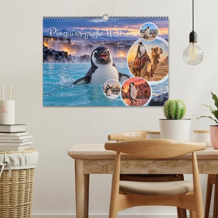 Produktbild: Pinguins gro&szlig;e Weltreise (Wandkalender 2027 DIN A3 quer), CALVENDO Monatskalender