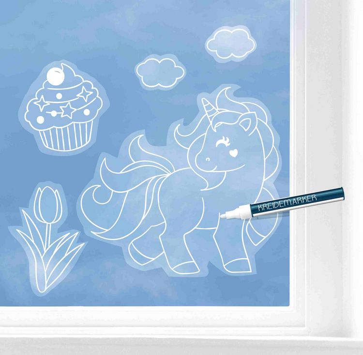 Produktbild: URSUS Kreidemarker-Fensterfolie mit Vorlageb&ouml;gen "Girls"