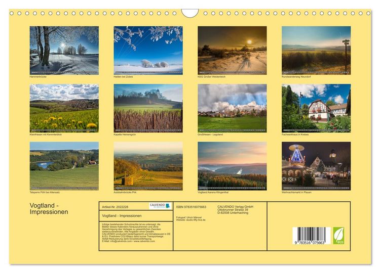 Produktbild: Vogtland - Impressionen (Wandkalender 2026 DIN A3 quer), CALVENDO Monatskalender