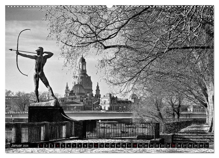 Produktbild: Dresden Faszination Schwarz Weiss (Wandkalender 2026 DIN A2 quer), CALVENDO Monatskalender