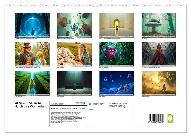 Produktbild: Alice &ndash; Eine Reise durch das Wunderland (hochwertiger Premium Wandkalender 2027 DIN A2 quer), Kunstdruck in Hochglanz
