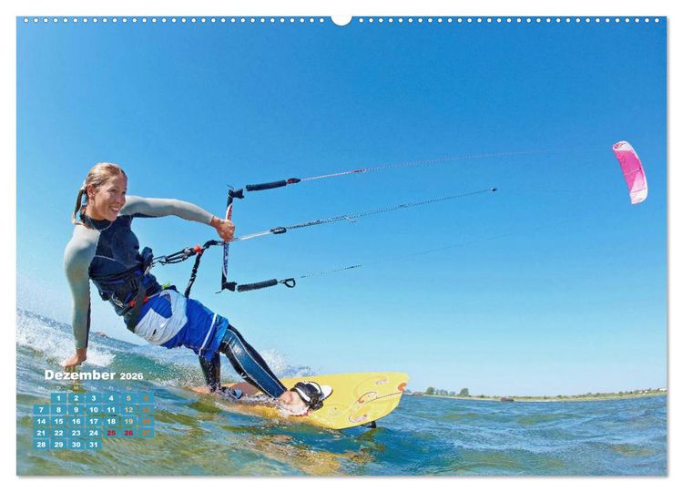 Produktbild: Kitesurfen: Mit Drachen am Meer (Wandkalender 2026 DIN A2 quer), CALVENDO Monatskalender