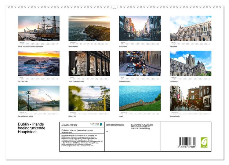 Produktbild: Dublin - Irlands beeindruckende Hauptstadt. (hochwertiger Premium Wandkalender 2026 DIN A2 quer), Kunstdruck in Hochglanz